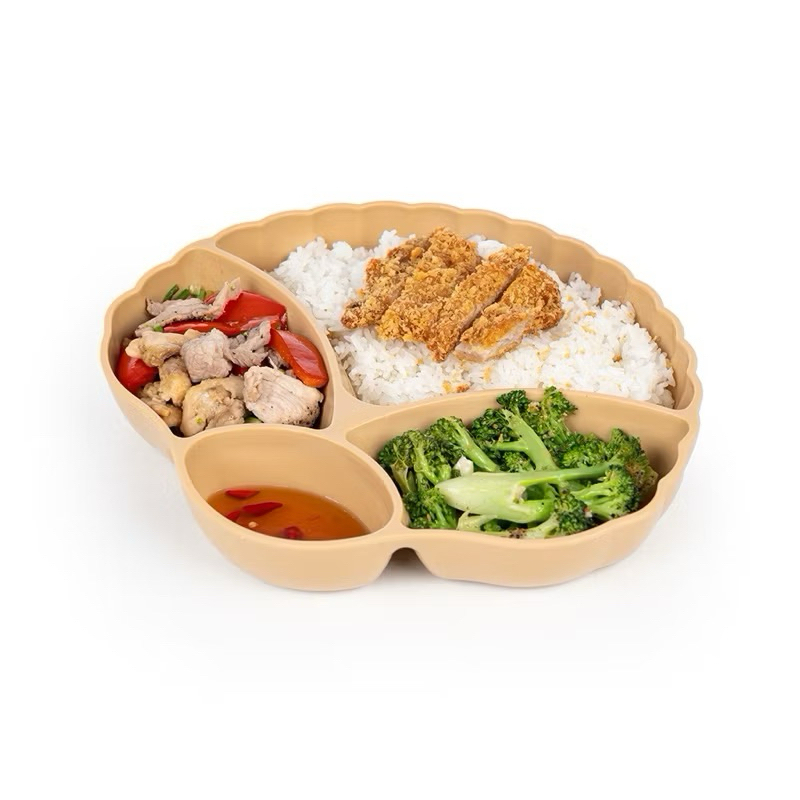 khay đựng cơm văn phòng hình sò dễ thương, khay nhựa đựng đồ ăn 4 ngăn 5608 AMIZIN