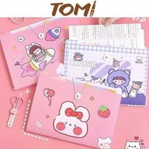 Túi Đựng Tài Liệu A4 TOMI Nhiều Ngăn Hoạ Tiết Hoạt Hình Chất Liệu Nhựa PP Chống Thấm Nước 144