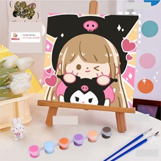 ( TẶNG SET 10 KHẨU TRANG) Tranh Số Hoá  Hoạt Hình Tranh Tô Màu 20x20cm dễ thương đầy đủ cọ, màu, căng khung sẵn MEILI ST