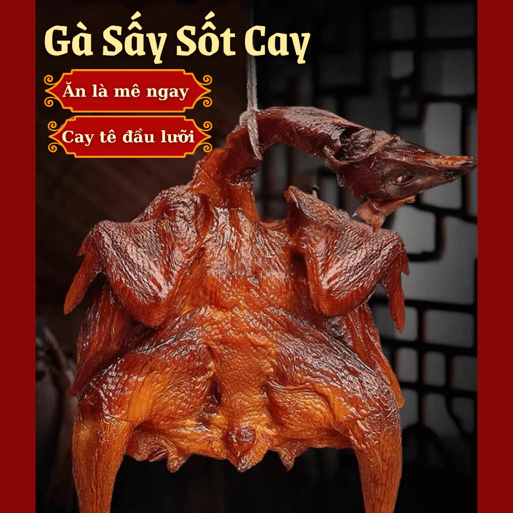 Gà sấy khô MINH CHÂU FOOD Gà nguyên con hương vị tê cay, gà sốt cay, đồ ăn vặt Snack Thức Ăn