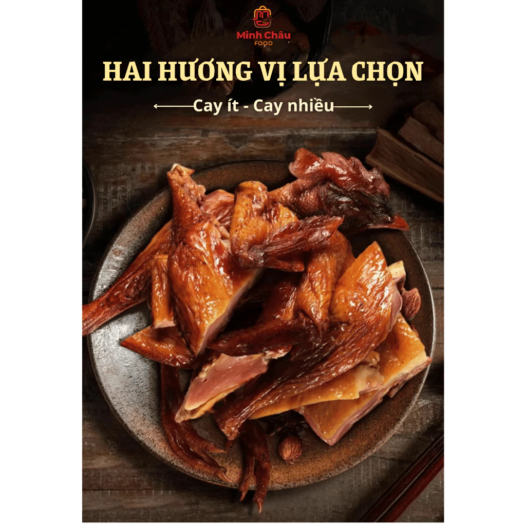 Gà sấy khô MINH CHÂU FOOD Gà nguyên con hương vị tê cay, gà sốt cay, đồ ăn vặt Snack Thức Ăn