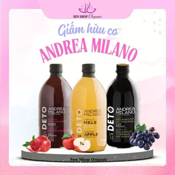 Giấm Lựu Giấm táo Giấm Nho Balsamic Detox Hữu Cơ có giấm cái Andrea Milano - 500ml