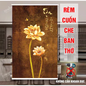 Rèm Che Ban Thờ Không Khoan In Theo Mọi Kích Thước Số Đo Yêu Cầu Dễ Dàng Lắp Đặt