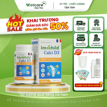 [⭐IMOCHILD] Imochild Calci D3, Canxi Sinh Học - Hộp 60 Viên Cho Trẻ Từ 6 tuổi, Canxi Cho Bà Bầu