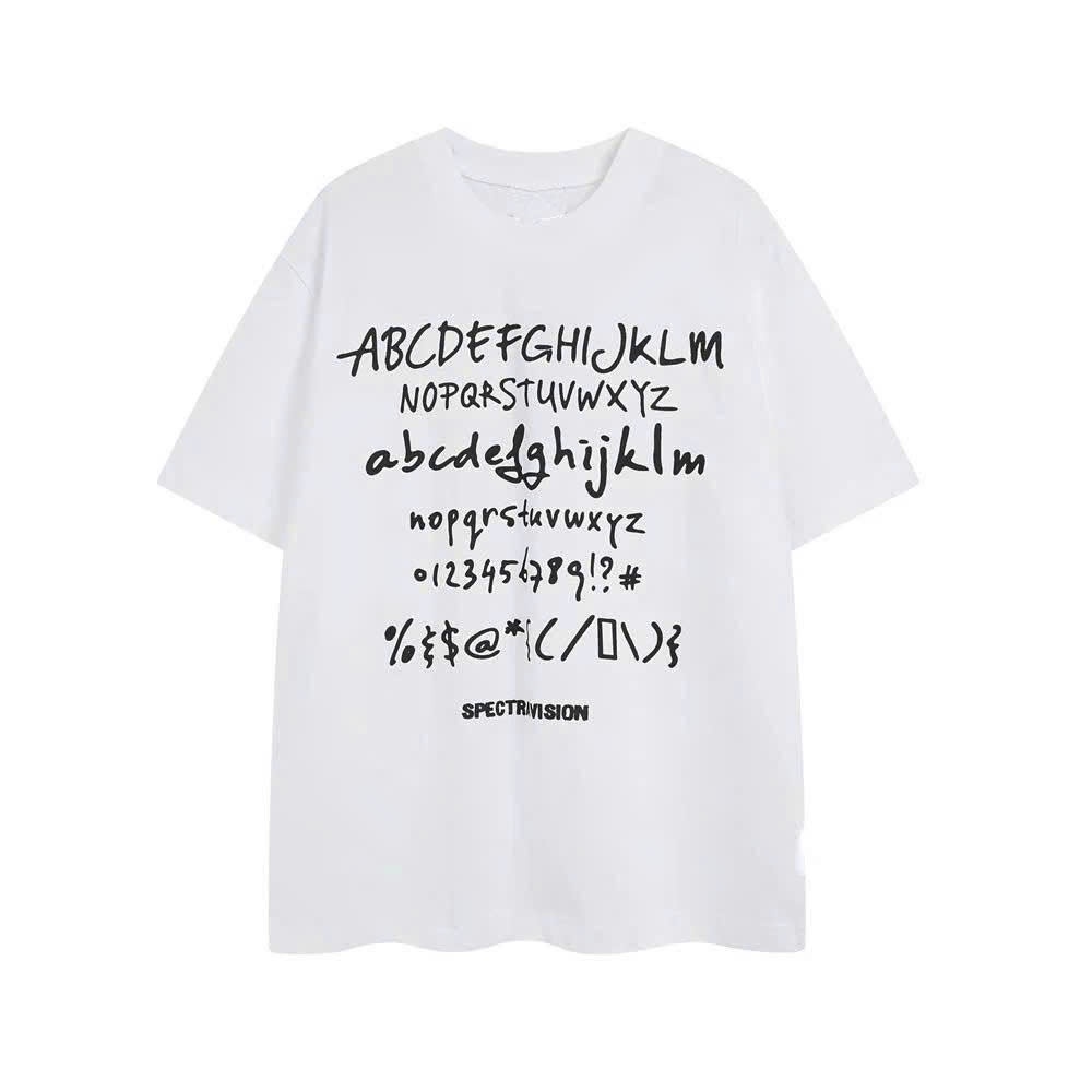 Áo thun Stee Cổ tròn ALPHABET Localbrand ICVCVNI Unisex Cotton