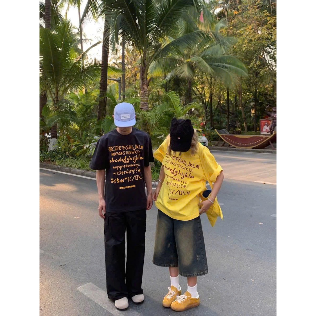 Áo thun Stee Cổ tròn ALPHABET Localbrand ICVCVNI Unisex Cotton