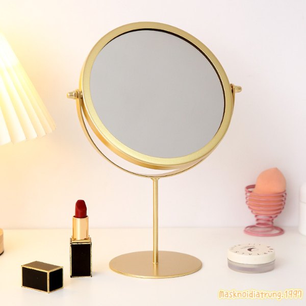 Gương Trang Điểm Kim Loại Viền Mạ Vàng Cao Cấp Cosmetic Mỹ Phẩm | BigBuy360 - bigbuy360.vn