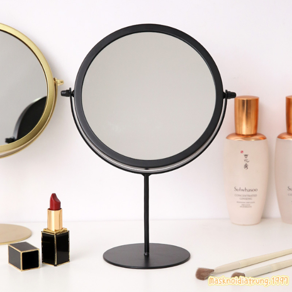 Gương Trang Điểm Kim Loại Viền Mạ Vàng Cao Cấp Cosmetic Mỹ Phẩm | BigBuy360 - bigbuy360.vn