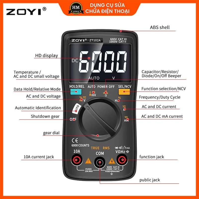 Đồng hồ vạn năng ZOYI ZT102A 3W cầm tay