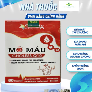 Viên uống Mỡ Máu Choless Q10 ( hộp 60v) Giúp Hỗ trợ giảm mỡ máu, giảm nguy cơ xơ vữa động mạch