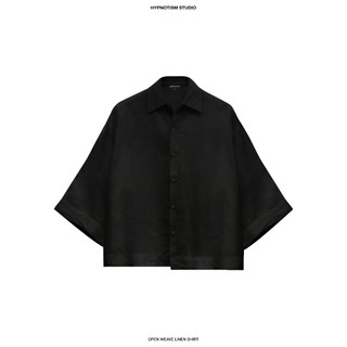 HYPNOTISM | OPEN WEAVE LINEN SHIRT - Áo sơ mi linen mỏng, tay lửng form rộng