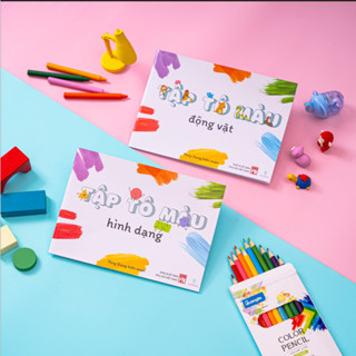 Tô màu hình dạng, động vật - combo 2 cuốn từ Nuoidaybe