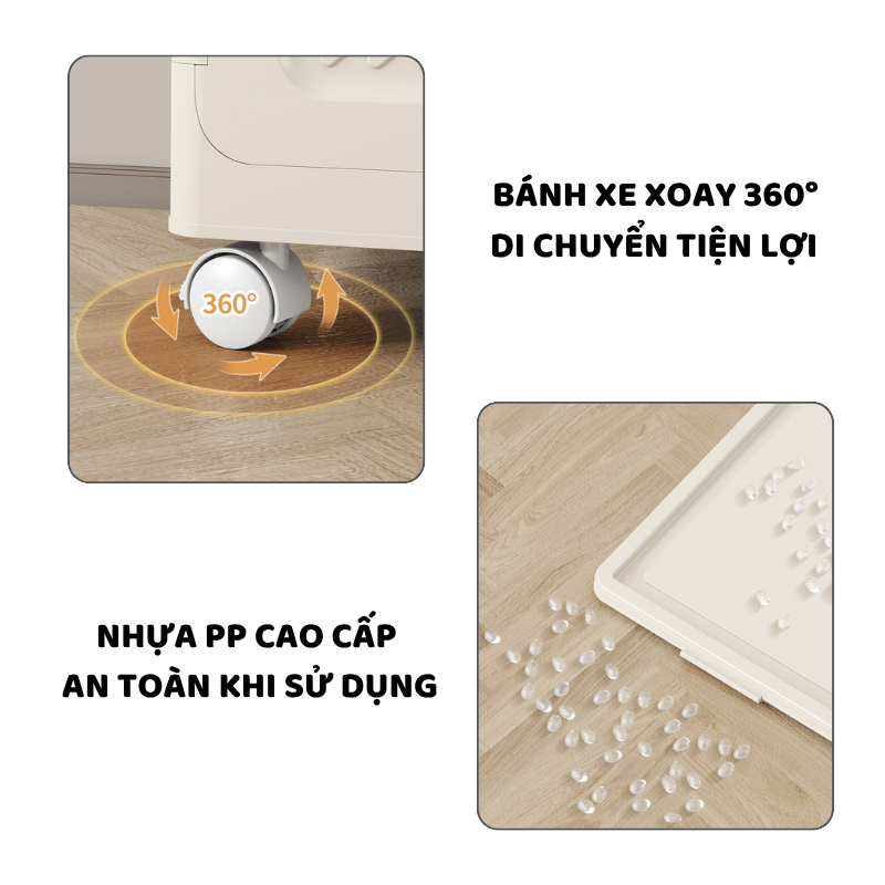 Hộp Nhựa Đựng Đồ Đa Năng ENODA HOME Cỡ Lớn, Thùng Đựng Quần Áo Gấp Gọn Có Nắp Đậy, Cửa Trong Suốt, Có Bánh Xe Q043