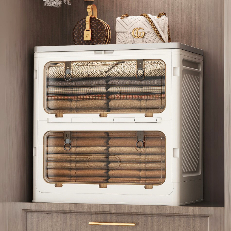 Hộp Nhựa Đựng Đồ Đa Năng ENODA HOME Cỡ Lớn, Thùng Đựng Quần Áo Gấp Gọn Có Nắp Đậy, Cửa Trong Suốt, Có Bánh Xe Q043