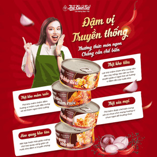 Thịt Kho Mắm Ruốc Lon 180 Gram THẾ GIỚI SỐT Thịt Hộp Đồ Hộp Ăn Liền Tiện Lợi Đậm Việt