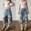Quần jean ngố short pants xanh nhạt rách nhiều màu wash cá tính QJL003 - Tiktik
