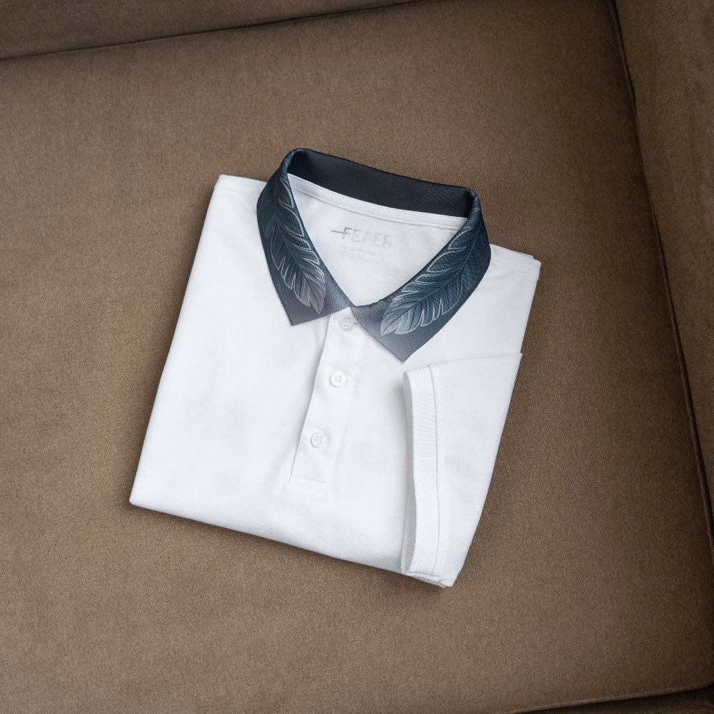 Áo Polo Nam PLUME Tay Ngắn, Cổ Họa Tiết Lông Vũ In Chuyển Nhiệt Ombre Đặc Biệt, Vải Cotton Micro Thoáng Mát, Dễ Mặc, Tha