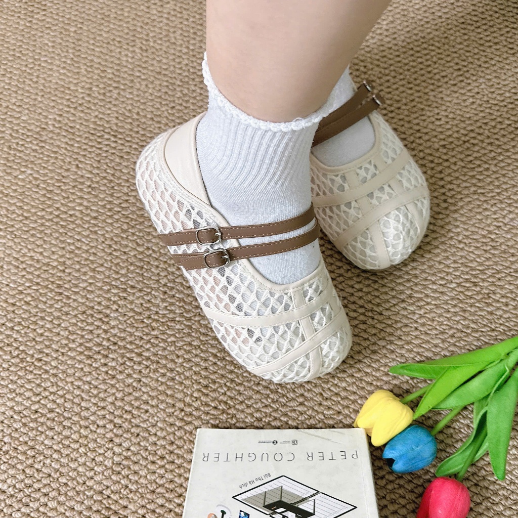 Giày  nữ, giày lười nữ đế bánh mì lưới thoáng khí phong cách Hàn