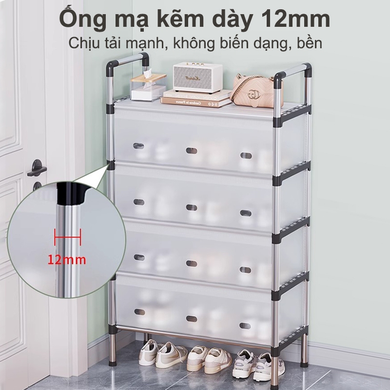 𝐎𝐥𝐢𝐟𝐞 Kệ Inox 5 Tầng Có Vách Ngăn Chắn Bụi, Giá Inox Để Giày Dép 5 Tầng Có Nắp Đậy, Tủ Giày Mới