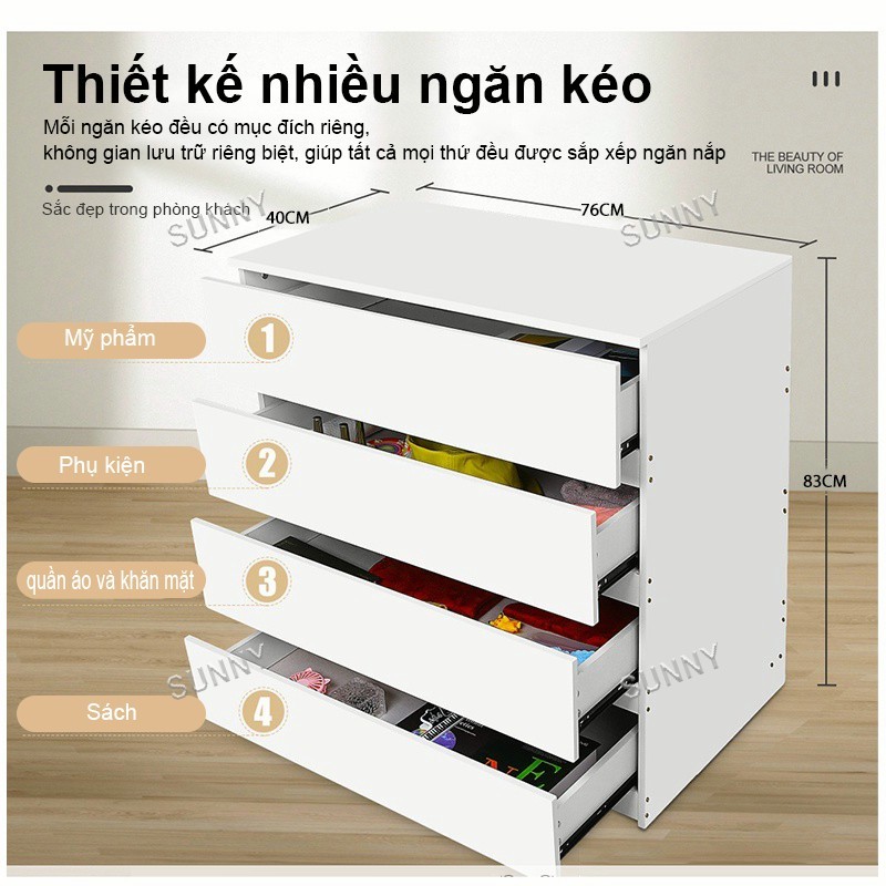 SUNNY Tủ ngăn kéo thấp tủ đa năng không bánh xe tủ lưu trữ phù hợp cho phòng ngủ ký túc xá