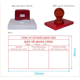 Dấu bản vẽ hoàn công mực flash,dấu hoàn công cán gỗ đế mica theo yêu cầu