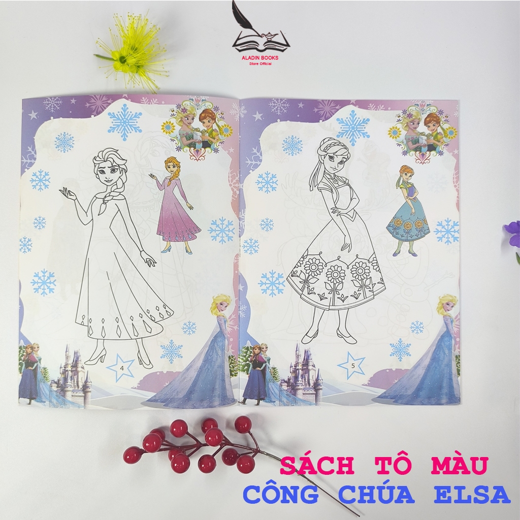 Sách- Bộ 4 Cuốn Sách Tô Màu Công Chúa Elsa Cho Bé