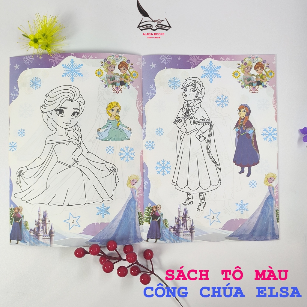 Sách- Bộ 4 Cuốn Sách Tô Màu Công Chúa Elsa Cho Bé
