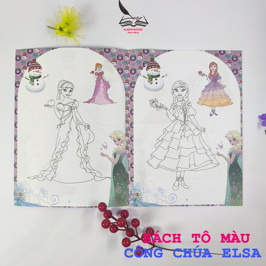 Sách- Bộ 4 Cuốn Sách Tô Màu Công Chúa Elsa Cho Bé