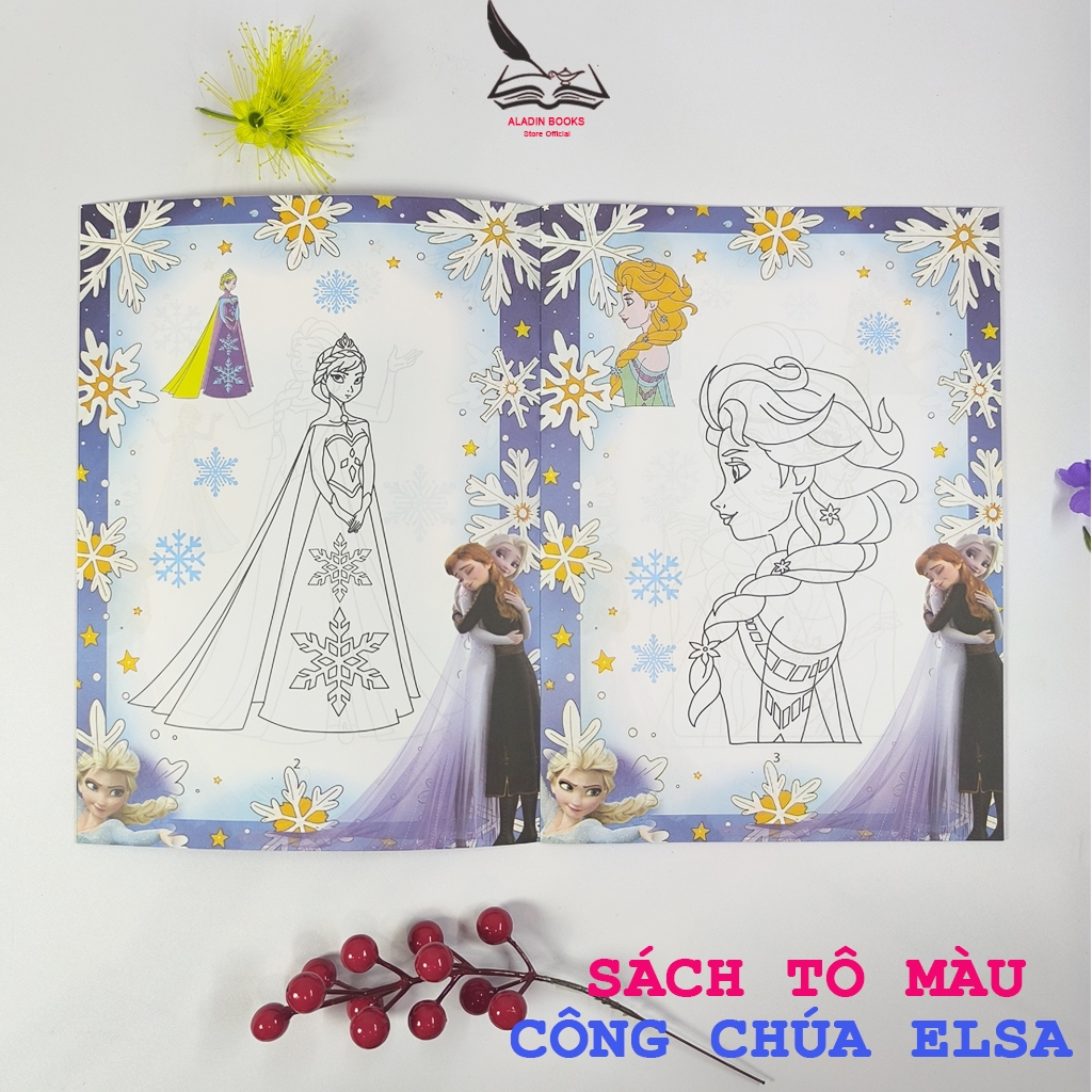 Sách- Bộ 4 Cuốn Sách Tô Màu Công Chúa Elsa Cho Bé