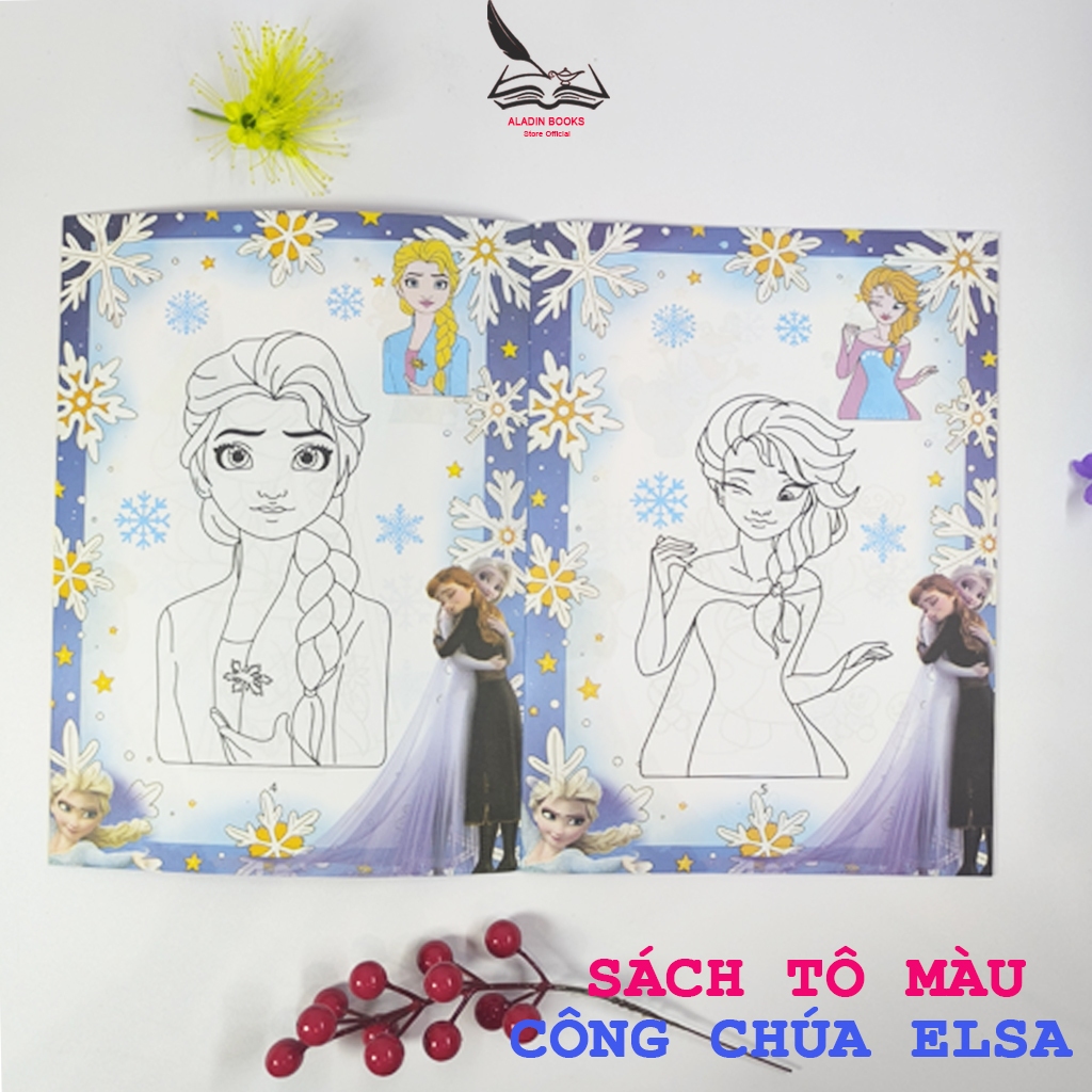 Sách- Bộ 4 Cuốn Sách Tô Màu Công Chúa Elsa Cho Bé