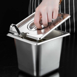 Nắp khay Nắp inox Có khoét lỗ đựng thạch topping trà sữa chất liệu inox nhiều kích thước Chubby Chef