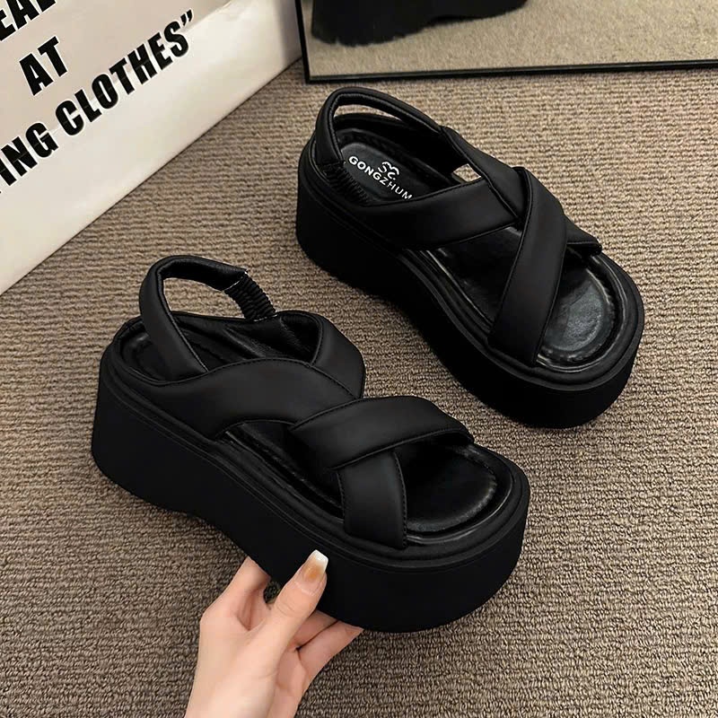 Dép nữ, dép sandal nữ đế cao 7cm quai chun siêu nhẹ