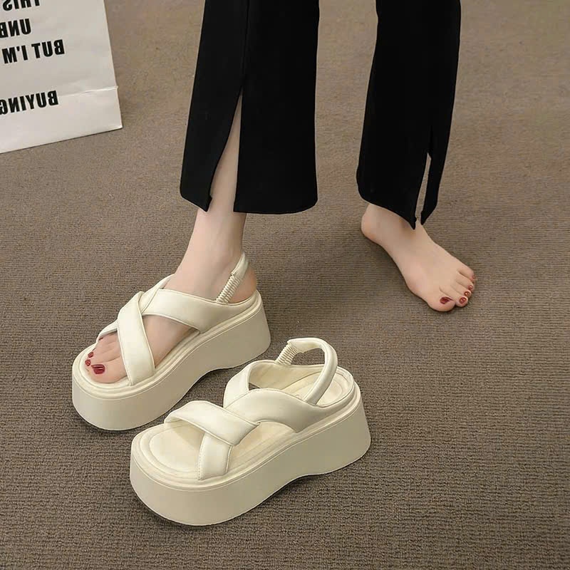 Dép nữ, dép sandal nữ đế cao 7cm quai chun siêu nhẹ