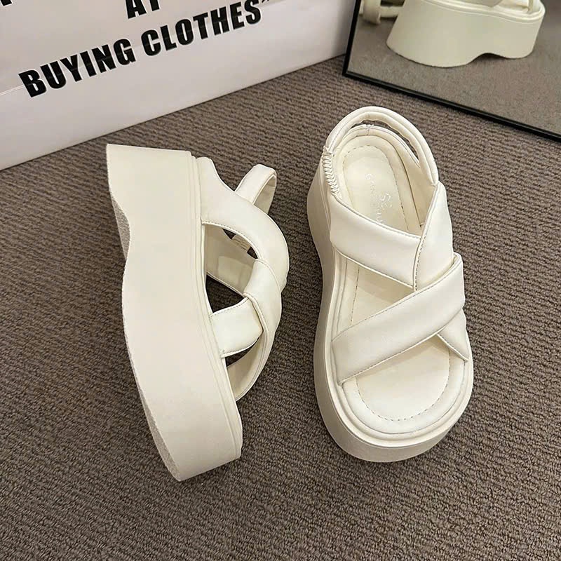 Dép nữ, dép sandal nữ đế cao 7cm quai chun siêu nhẹ