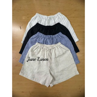 [JUNE LINEN] QD09- Short Linen tưng premium ống rộng, lưng thun có 2 túi. Ảnh thật.