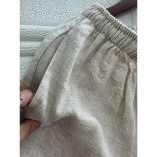 [JUNE LINEN] QD09- Short Linen tưng premium ống rộng, lưng thun có 2 túi. Ảnh thật.