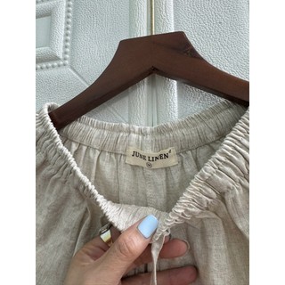 [JUNE LINEN] QD09- Short Linen tưng premium ống rộng, lưng thun có 2 túi. Ảnh thật.