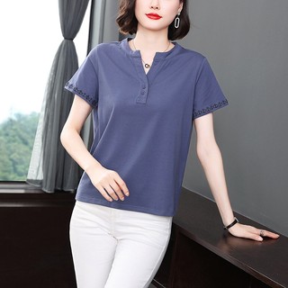 Áo Thun Nữ Tay Ngắn Cổ Chữ V Màu Trơn Mùa Hè SM104