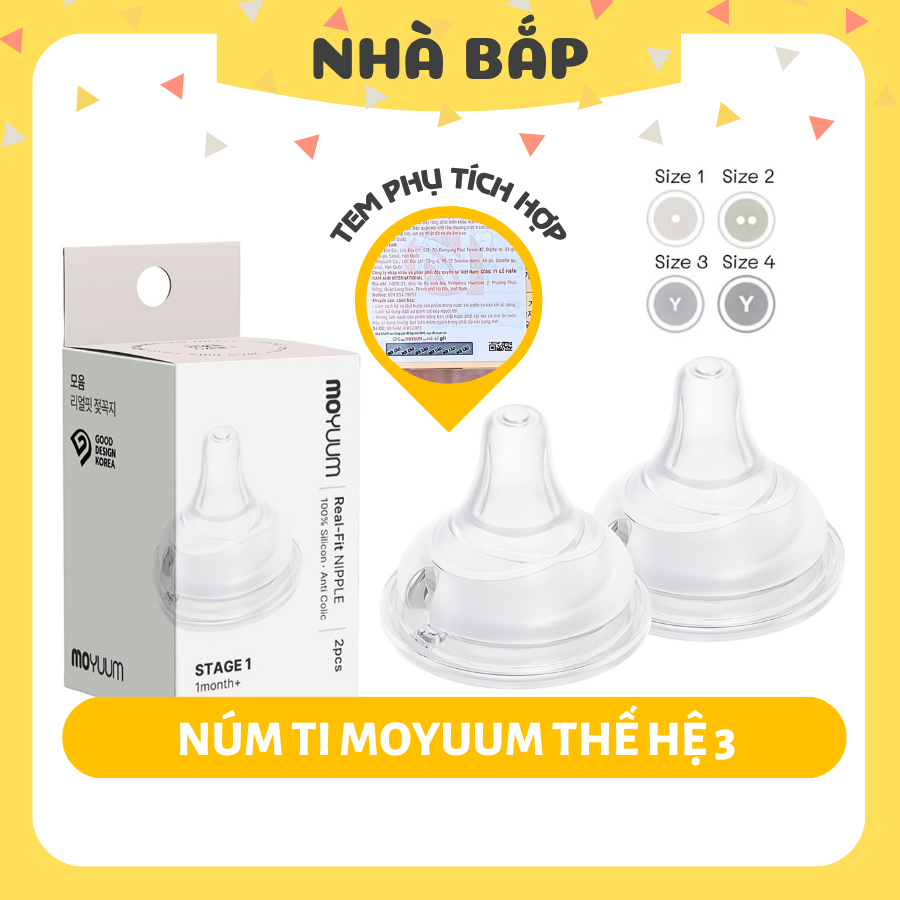 Núm ti Moyuum thế hệ 3 silicon siêu mềm cho bé mẫu mới chính hãng tem ...