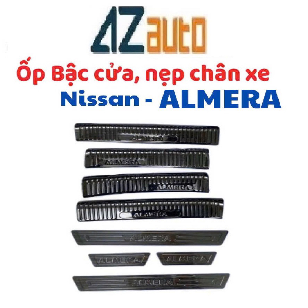 Ốp bậc cửa, nẹp bước chân xe Nissan Almera 2020-2025 vân Titan hàng cao cấp