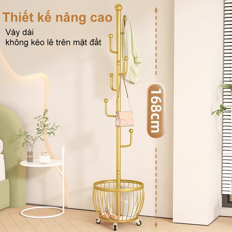 𝐎𝐥𝐢𝐟𝐞 Giá Treo Quần Áo Đứng Móc Treo Đa Năng Giá Treo Áo Gia Dụng Hiện Đại Đơn Giản Cây Treo Mũ Giỏ Tròn Có Bánh Xe