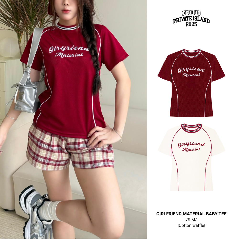 [CÓ TÁCH SET] BABY TEE WAFFLE LOGO THÊU GIRL FRIEND FFCLUB MIX