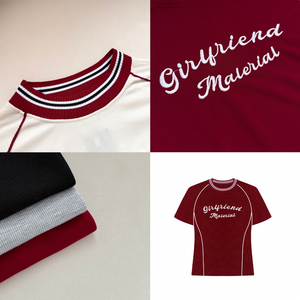 [CÓ TÁCH SET] BABY TEE WAFFLE LOGO THÊU GIRL FRIEND FFCLUB MIX