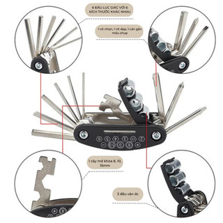 Bộ Lục Giác Nhiều Đầu Sửa Chữa Cầm Tay Đa Năng Tua Vít 16in1, Dùng Lắp Giáp, Sửa Chữa Xe Đạp