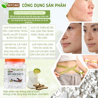 Bột sắn dây nguyên chất DETONIC giúp thanh nhiệt hạ nhiệt cho người bị cảm sốt, giải độc, hỗ trợ tiêu hóa, và làm đẹp da