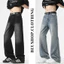 Quần Jean Nam Wash Retro Suông Ống Đứng Lưng Cao Quần Jean Nam Chất Jean Mềm 2 Màu Xanh Đen HOTTREND