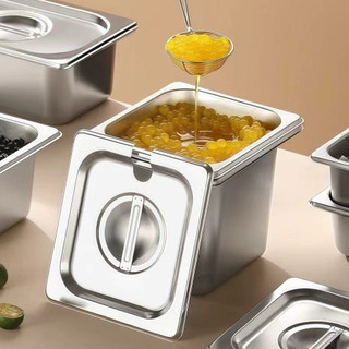 COMBO Khay inox Nắp Có khoét lỗ Cao cấp đựng thức ăn Chubby chef Khay buffet đựng topping thực phẩm (sâu 6.5cm - 20cm)
