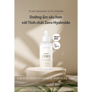 Tinh chất thuần chay phục hồi, làm dịu Elravie Zero Hyalmide Ampoule 50ml