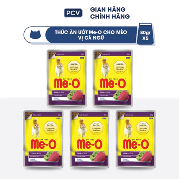 Combo 5 gói Thức ăn cho mèo Me-O, pate mèo gói 80g (mèo con & mèo tt)