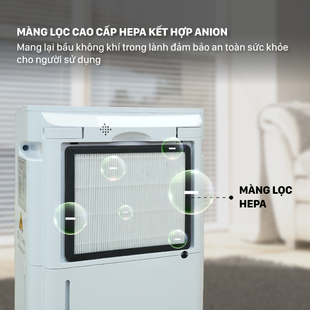 Máy hút ẩm FUJIHOME DH25W-HEPA-NEW Nhập Khẩu, Cây hút ẩm lọc khí HEPA điều khiển từ xa qua điện thoại